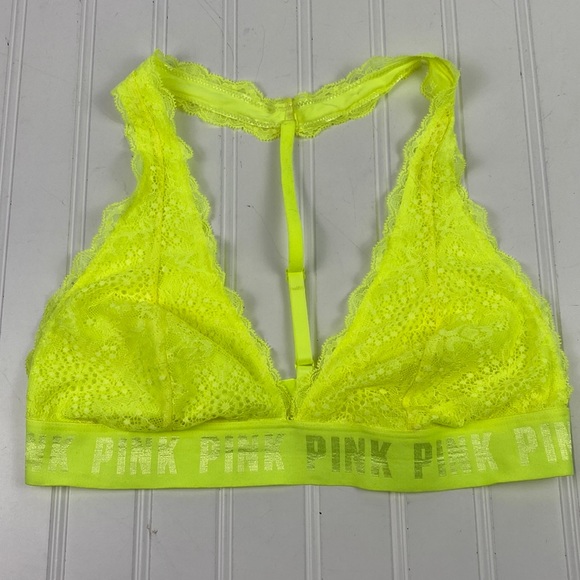 PINK Victoria's Secret Other - PINK neon yellow lace bralette with T back size M